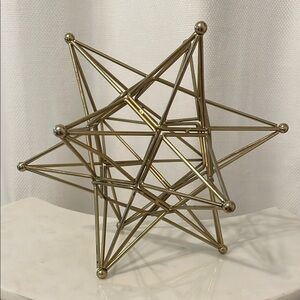 Geometric Gold Metal Star Sculpture